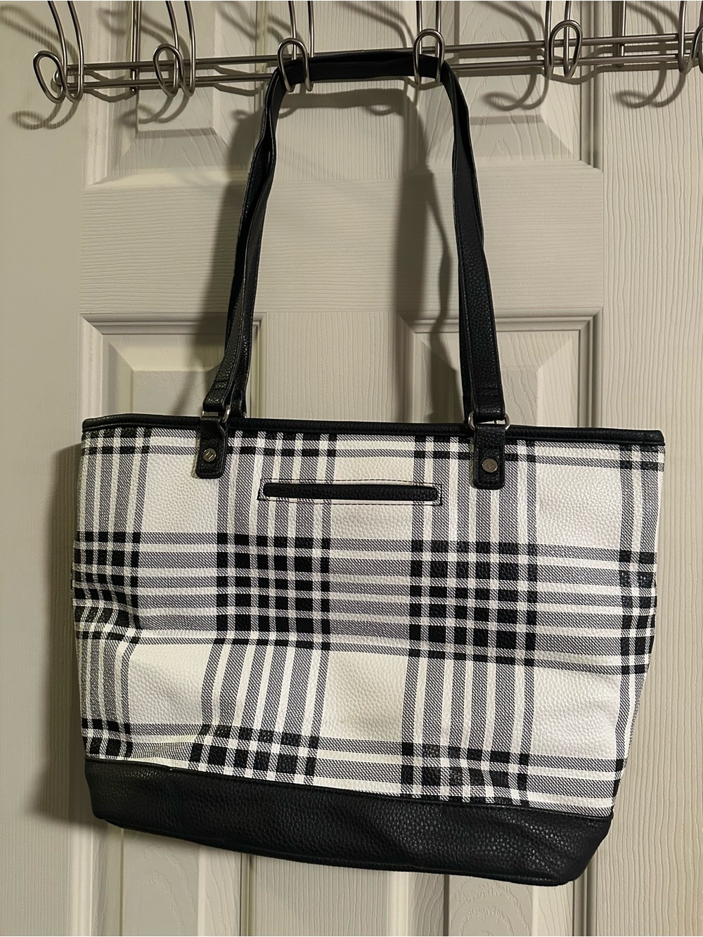 thirty-one Black & White Plaid Shoulder Tote